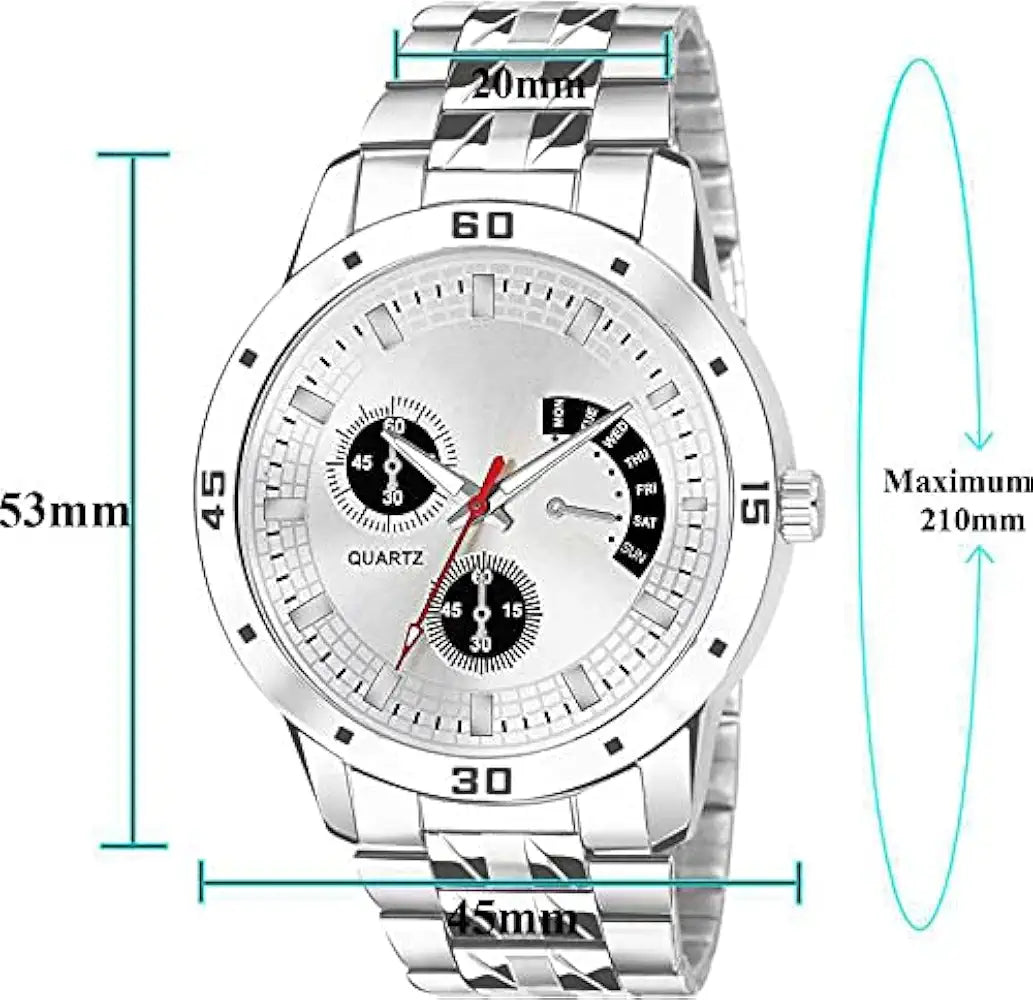 LATEST WATCH for BOYS WATCH with STAINLESS STRAPPED (Black&Blue&White)